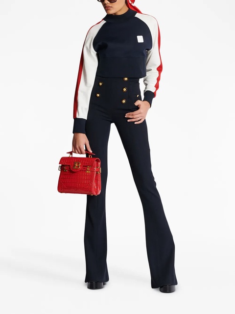 Balmain logo-embroidery cropped sweatshirt - Blue - zdjęcie produktu nr 1