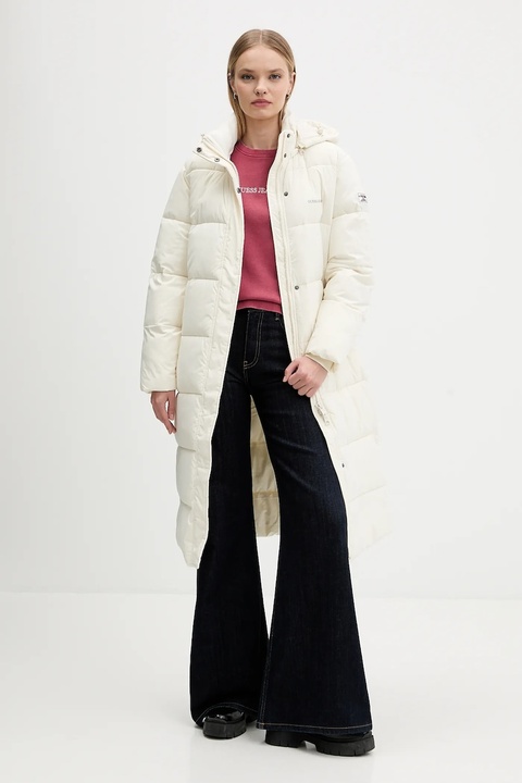 Guess Jeans kurtka damska kolor beżowy zimowa oversize W4BL26 WGII2 - zdjęcie produktu nr 2