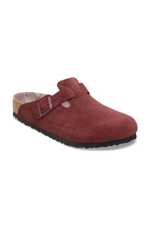 Birkenstock klapki zamszowe Boston Varsity damskie kolor czerwony 1030730 - zdjęcie produktu nr 1