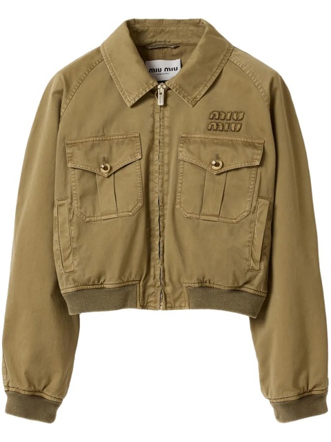 Miu Miu garment-dyed cotton bomber jacket - Green - zdjęcie produktu nr 1