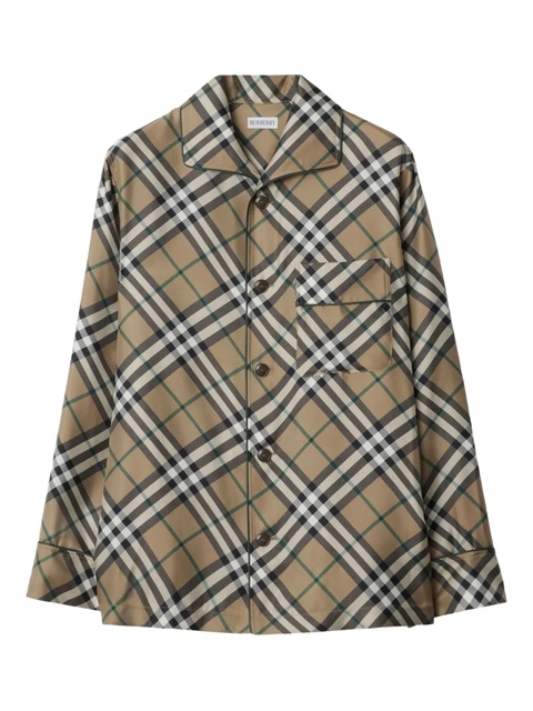 Burberry check-pattern silk pyjama shirt - Brown - zdjęcie produktu nr 1