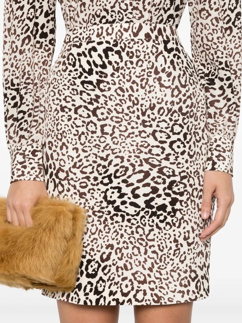 Alessandra Rich leopard-print silk mini skirt - Neutrals - zdjęcie produktu nr 1