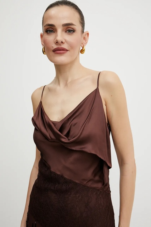 Pinko sukienka kolor brązowy maxi prosta 104752 A2DG - zdjęcie produktu nr 2