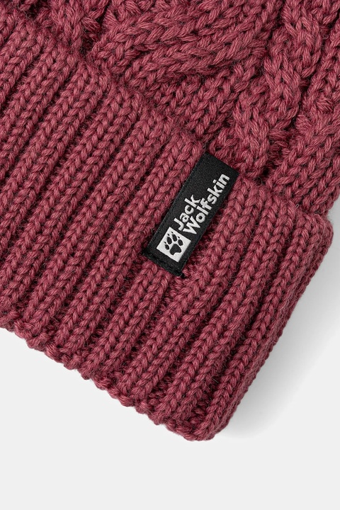 Jack Wolfskin czapka Pompom kolor różowy wełniana 1905092 - zdjęcie produktu nr 2