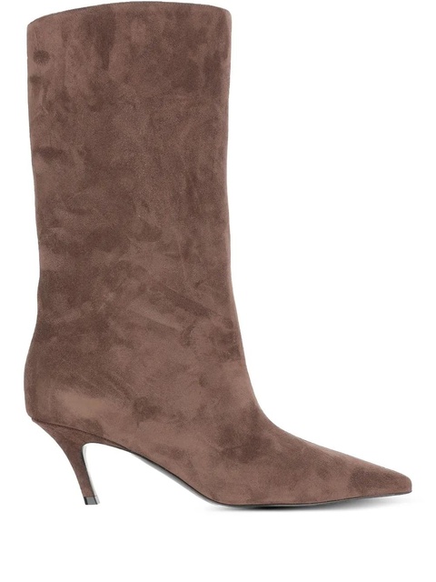 Amina Muaddi 60mm Fiona tapered-toe slip-on boots - Brown - zdjęcie produktu nr 1