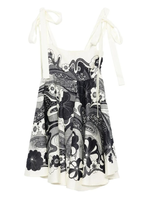 ALEMAIS Mickey floral-print mini dress - Neutrals - zdjęcie produktu nr 1