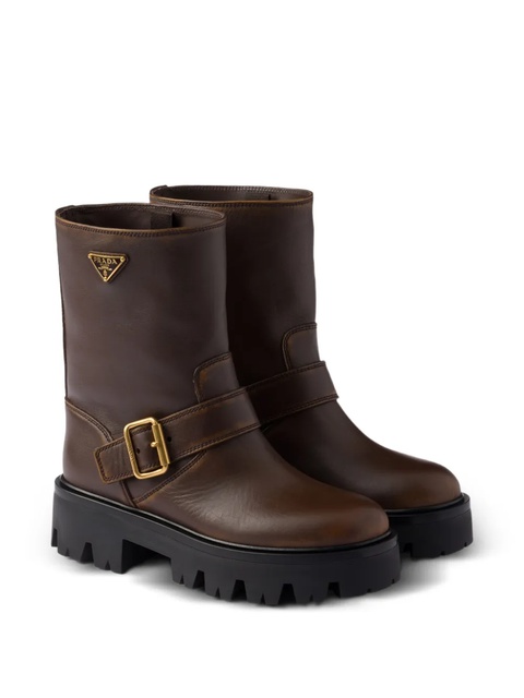 Prada buckle-fastening platform boots - Brown - zdjęcie produktu nr 2
