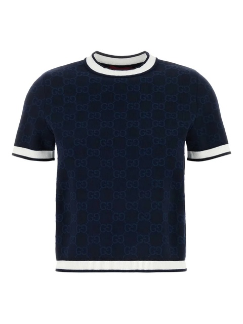 Gucci monogram-pattern short-sleeve t-shirt - Blue - zdjęcie produktu nr 1