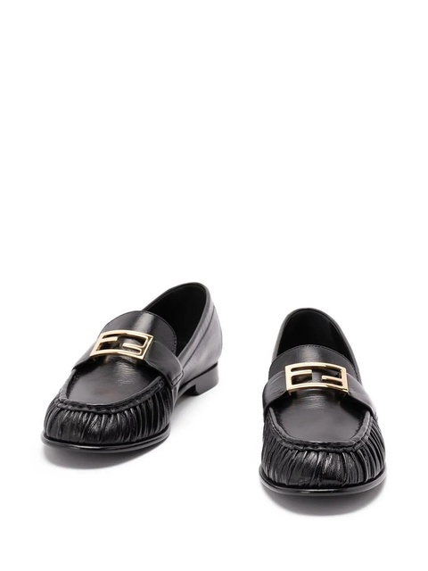FENDI logo-detail leather loafers - Black - zdjęcie produktu nr 2