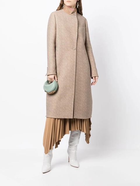FENDI stand-collar wool-silk coat - Brown - zdjęcie produktu nr 2