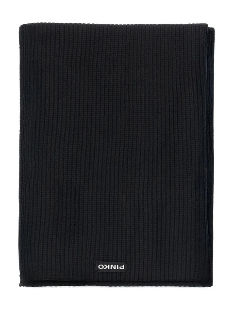 PINKO ribbed logo-patch scarf - Black - zdjęcie produktu nr 1