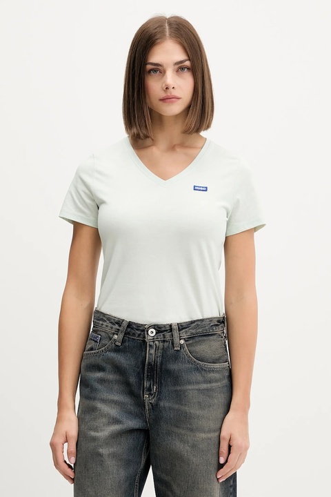Hugo Blue t-shirt bawełniany damski kolor zielony 50513667 - zdjęcie produktu nr 1