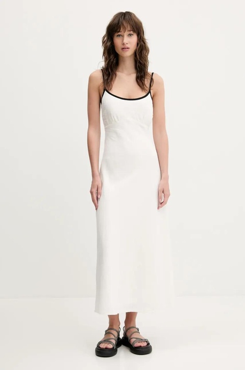 Hollister Co. sukienka lniana kolor beżowy maxi prosta KI359-5049 - zdjęcie produktu nr 1