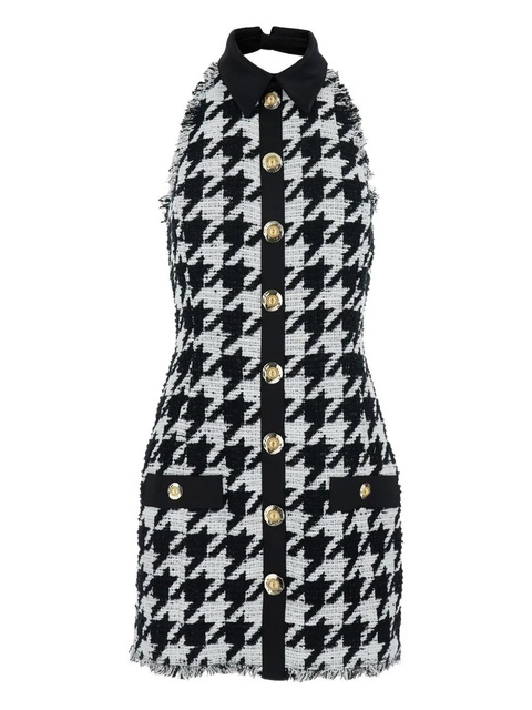 Balmain houndstooth button-detailed mini dress - Black - zdjęcie produktu nr 1