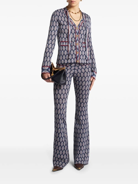 ETRO bow-detail jacquard cardigan - Blue - zdjęcie produktu nr 2