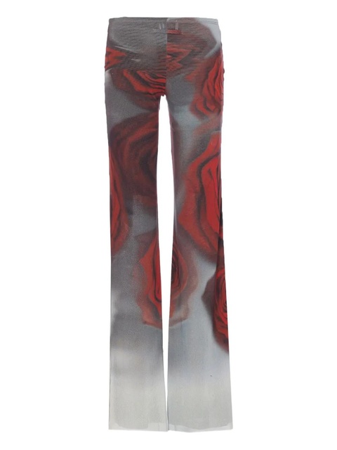 Jean Paul Gaultier rose-print mesh trousers - Grey - zdjęcie produktu nr 1