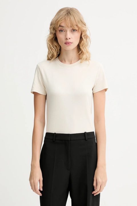Calvin Klein t-shirt bawełniany damski kolor beżowy LV044C216G - zdjęcie produktu nr 1