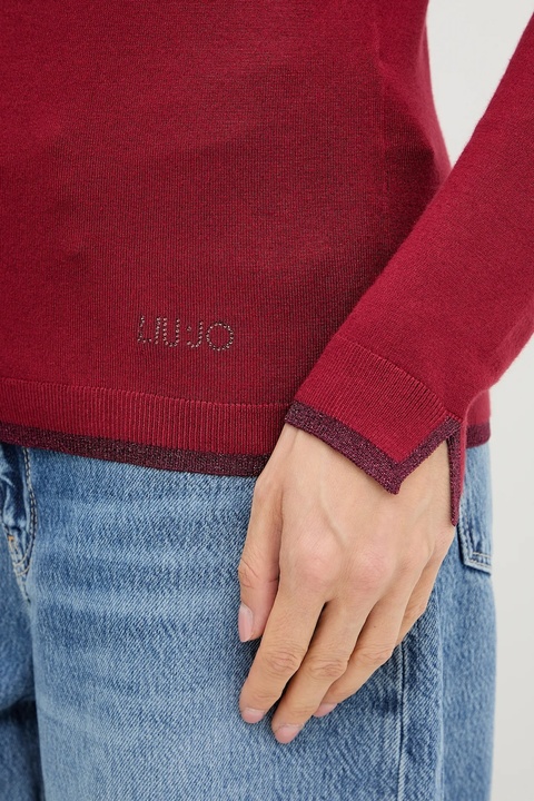Liu Jo sweter damski kolor bordowy lekki z golfem MF5229 MS49I - zdjęcie produktu nr 2