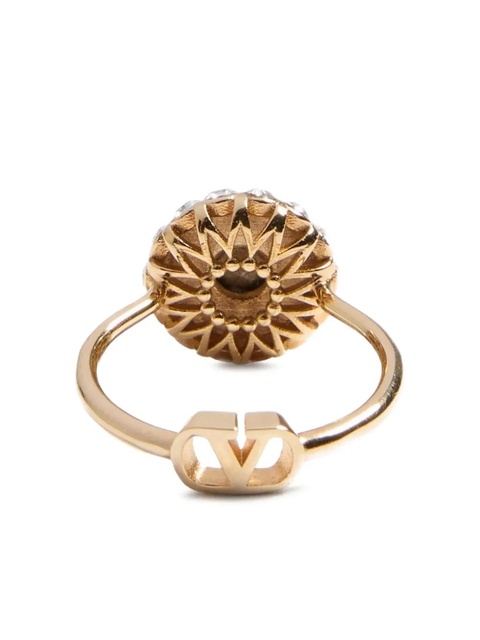 Valentino Garavani V-logo signature crystal ring - Gold - zdjęcie produktu nr 1