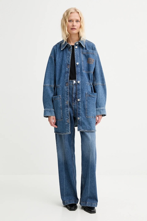 MUNTHE kurtka jeansowa PRICKLY kolor niebieski przejściowa oversize 252150725204 - zdjęcie produktu nr 2