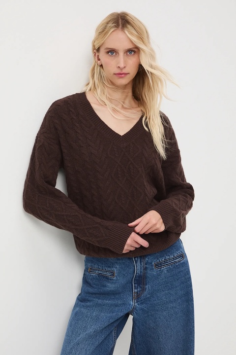 Medicine sweter damski kolor brązowy ciepły - zdjęcie produktu nr 1