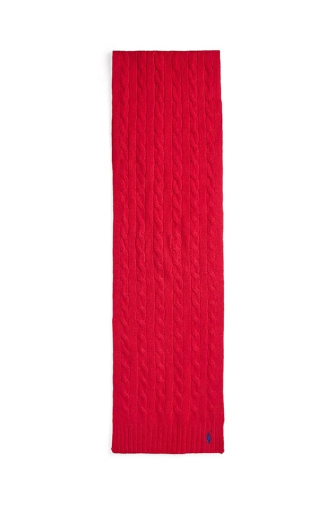 Polo Ralph Lauren szalik wełniany damski kolor czerwony gładki 455956296 - zdjęcie produktu nr 2