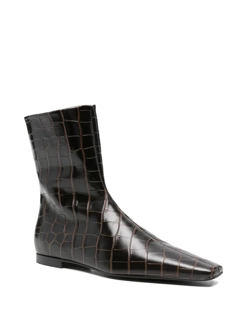 TOTEME zipped croc-embossed boots - Brown - zdjęcie produktu nr 2
