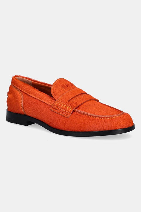 MSGM mokasyny skórzane damskie kolor pomarańczowy na płaskim obcasie 3941MDS153 995 - zdjęcie produktu nr 1