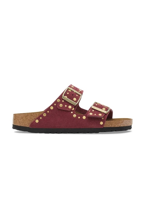 Birkenstock klapki zamszowe Arizona Rivet damskie kolor czerwony 1030463 - zdjęcie produktu nr 1