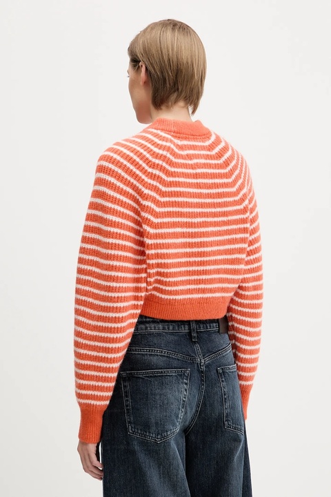 Tommy Jeans sweter z domieszką wełny damski kolor pomarańczowy DW0DW21677 - zdjęcie produktu nr 2