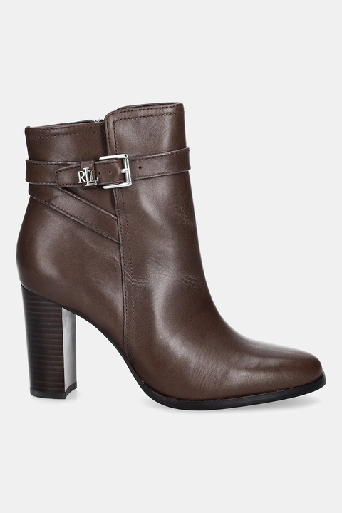 Lauren Ralph Lauren botki skórzane Brke Bt Hl 2 damskie kolor brązowy na słupku 802974475002 - zdjęcie produktu nr 2