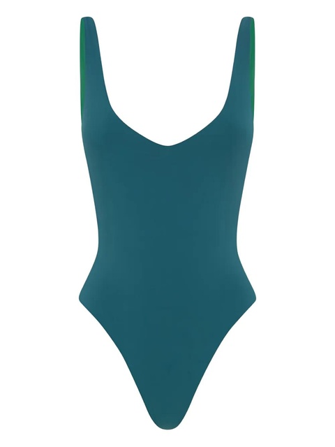 Bond-eye V-neck contrast straps swimsuit - Blue - zdjęcie produktu nr 1