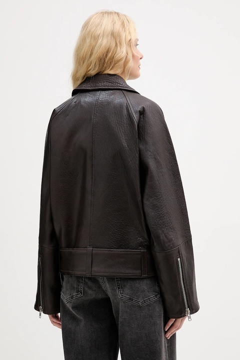 Stand Studio ramoneska skórzana Romy kolor brązowy przejściowa oversize 66617-7970 - zdjęcie produktu nr 2