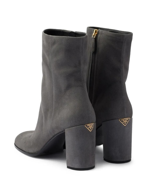 Prada 85mm suede block-heel boots - Grey - zdjęcie produktu nr 2