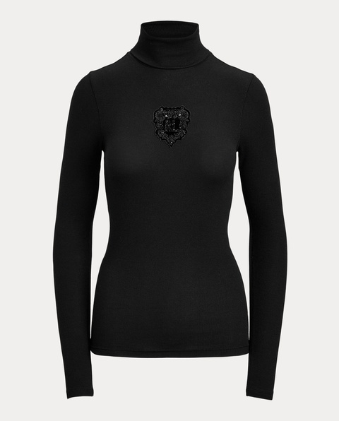 RALPH LAUREN - Czarny bawełniany golf Slim Fit - zdjęcie produktu nr 1