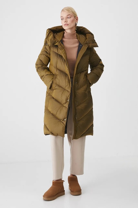 Medicine płaszcz puchowy damski kolor zielony zimowy - zdjęcie produktu nr 1