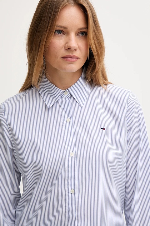 Tommy Hilfiger koszula damska kolor niebieski regular z kołnierzykiem klasycznym WW0WW47169 - zdjęcie produktu nr 2