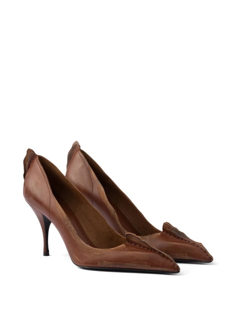 Prada 85mm Antiqued leather pumps - Brown - zdjęcie produktu nr 2