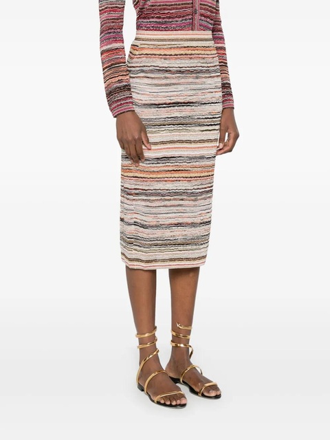 Missoni wave-pattern lamé midi skirt - Orange - zdjęcie produktu nr 2