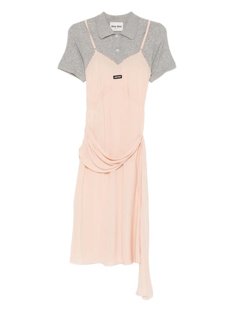 Miu Miu scalloped-edge draped midi dress - Pink - zdjęcie produktu nr 1