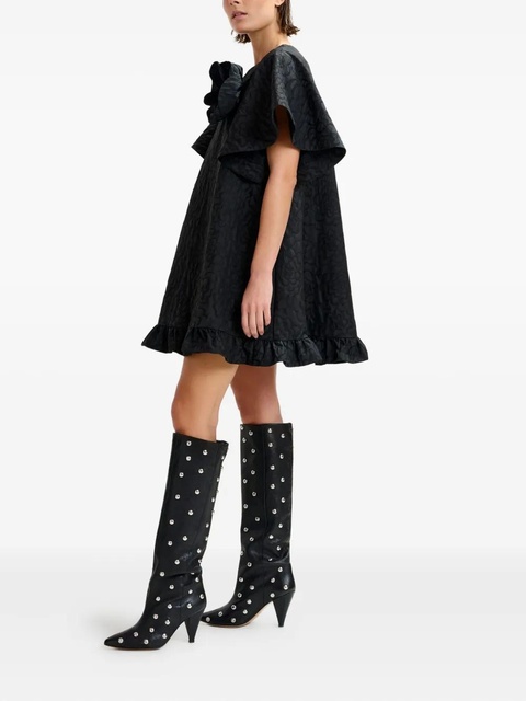 Essentiel Antwerp Ising flower-brooch midi dress - Black - zdjęcie produktu nr 2
