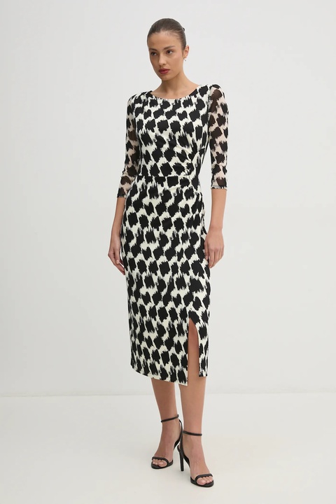 DIANE VON FURSTENBERG sukienka kolor beżowy midi dopasowana DVFDL4S038 - zdjęcie produktu nr 1