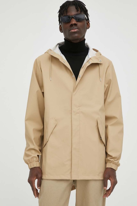 Rains kurtka przeciwdeszczowa 18010 Fishtail Jacket kolor beżowy przejściowa 18010.24-24Sand - zdjęcie produktu nr 2