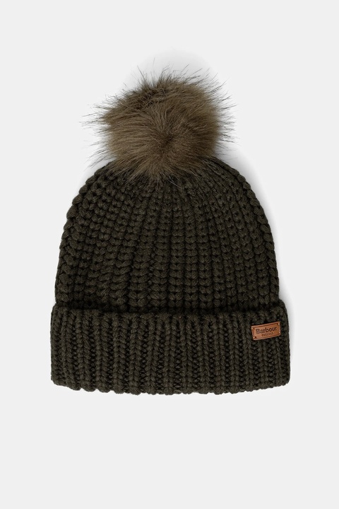 Barbour czapka kolor zielony z grubej dzianiny LHA0336 - zdjęcie produktu nr 1