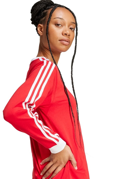 adidas Originals longsleeve bawełniany Adicolor 3-Stripe Regular Longsleeve kolor czerwony JC5777 - zdjęcie produktu nr 2