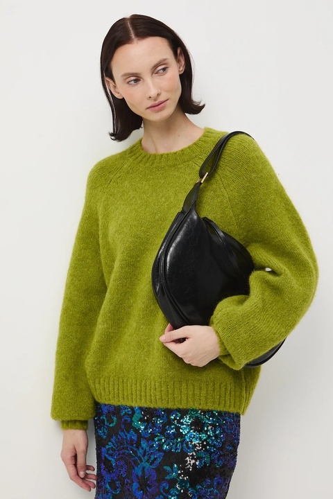 Medicine sweter z wełną alpaki damski kolor zielony ciepły - zdjęcie produktu nr 1