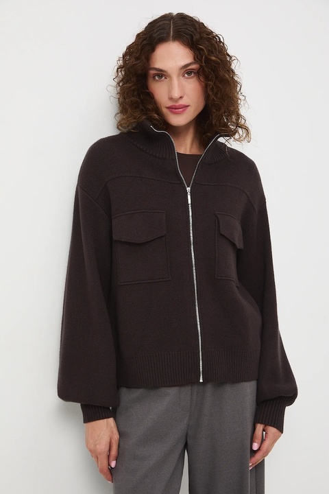 Medicine sweter damski kolor brązowy lekki - zdjęcie produktu nr 1