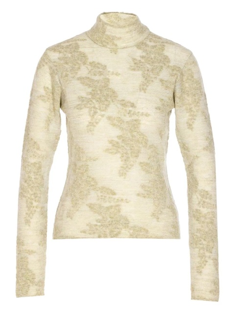 GANNI floral-print high-neck sweater - Green - zdjęcie produktu nr 1