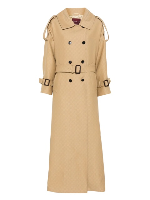 Gucci logo-jacquard trench coat - Neutrals - zdjęcie produktu nr 1