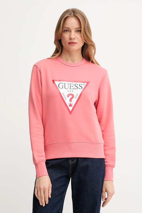 Guess bluza damska kolor różowy z nadrukiem W2YQ16 KBA11 - zdjęcie produktu nr 1